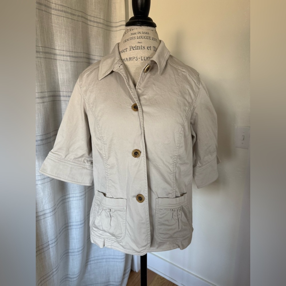 Coldwater Creek Cream Utility‎ Jacket with Collared Design